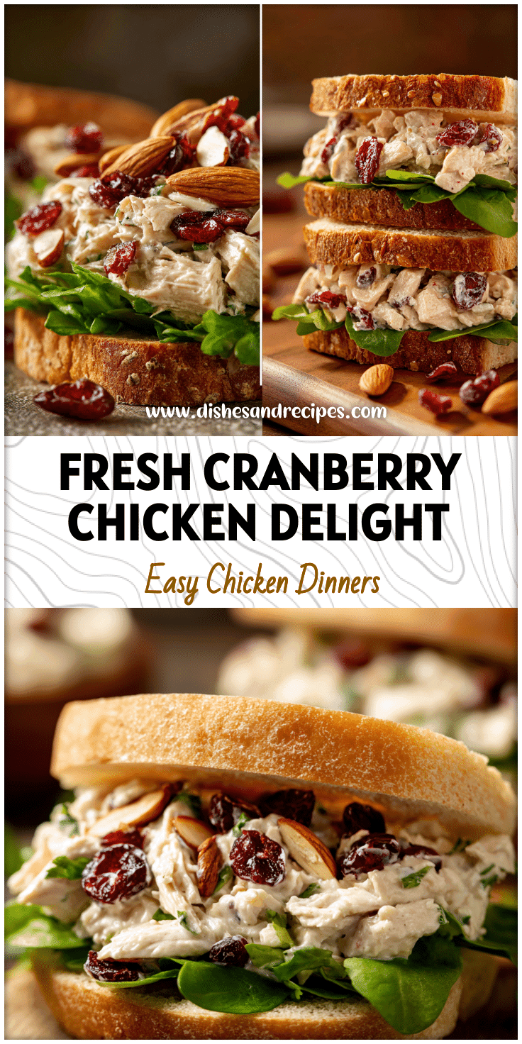 Delicious cranberry chicken salad sandwiches topped with almonds and fresh greens for a low carb meal.